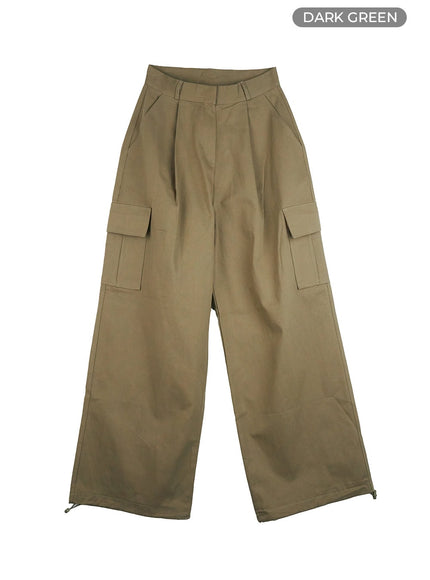 cargo-cotton-wide-fit-pants-os409 / Dark green