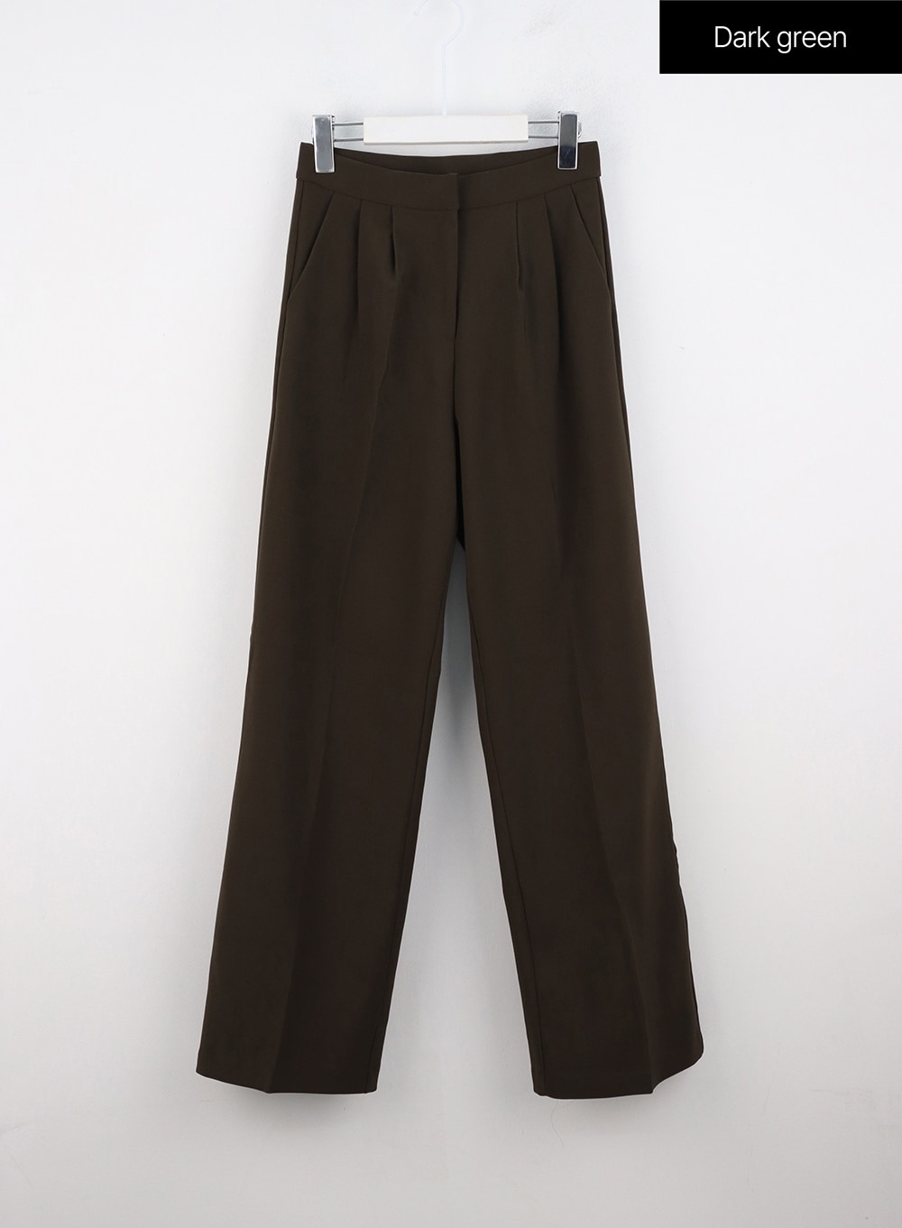 pintuck-tailored-pants-oo312 / Dark green
