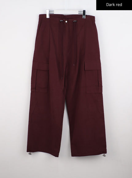 waist-string-cargo-pants-cs325 / Dark red