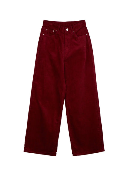 mid-rise-corduroy-wide-leg-pants-on422 / Dark red