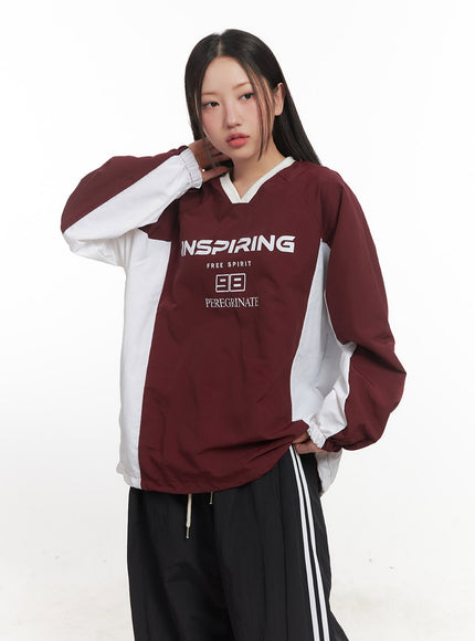 V-Neck Lettered Windbreaker CF524
