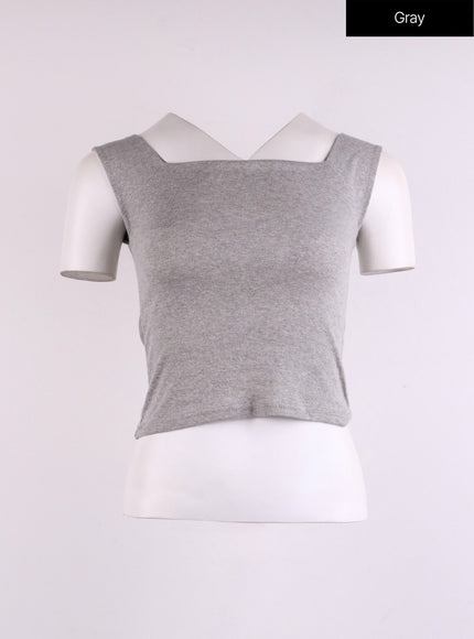 square-neck-cropped-tank-top-cj425 / Gray