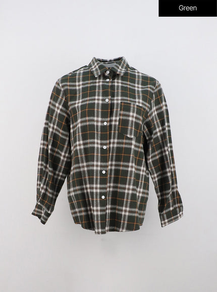 plaid-buttoned-shirt-on320 / Green