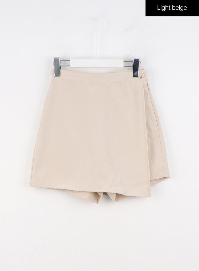 front-wrap-mini-skirt-oo312 / Light beige