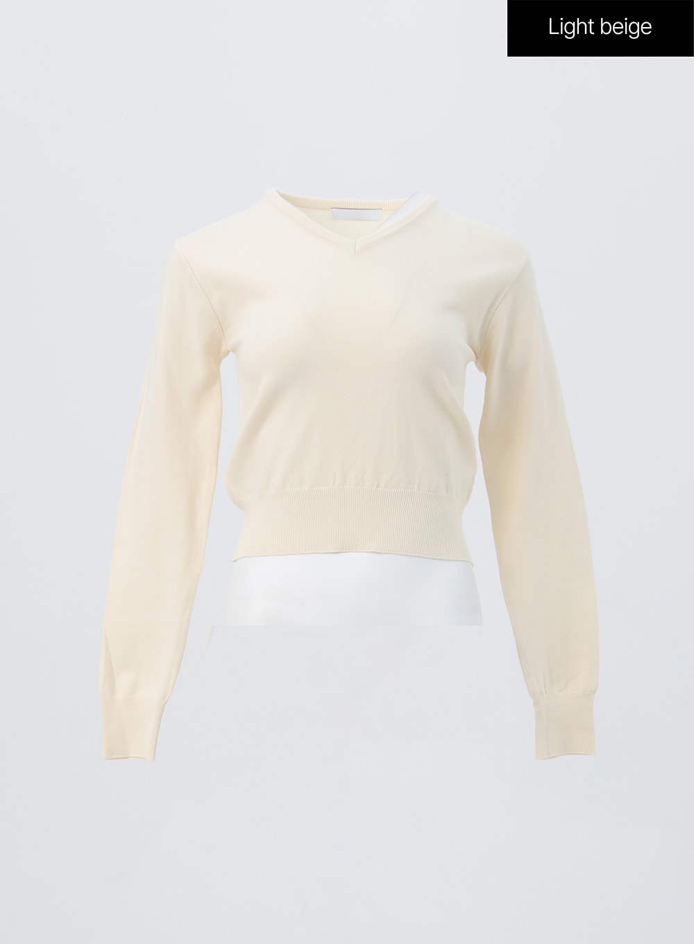 v-neck-knit-sweater-oo304 / Light beige