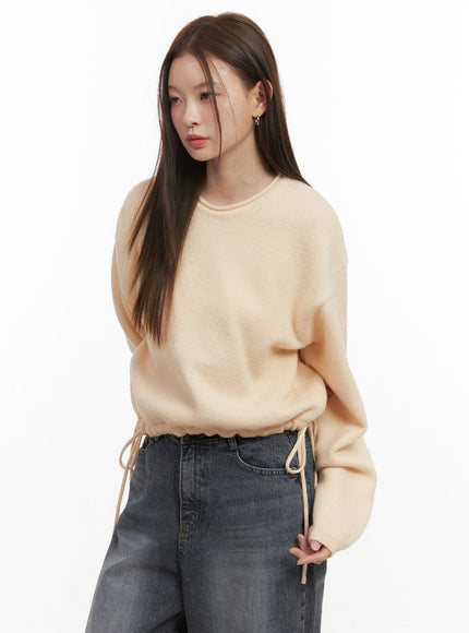 round-neck-loose-sweater-od417 / Light beige