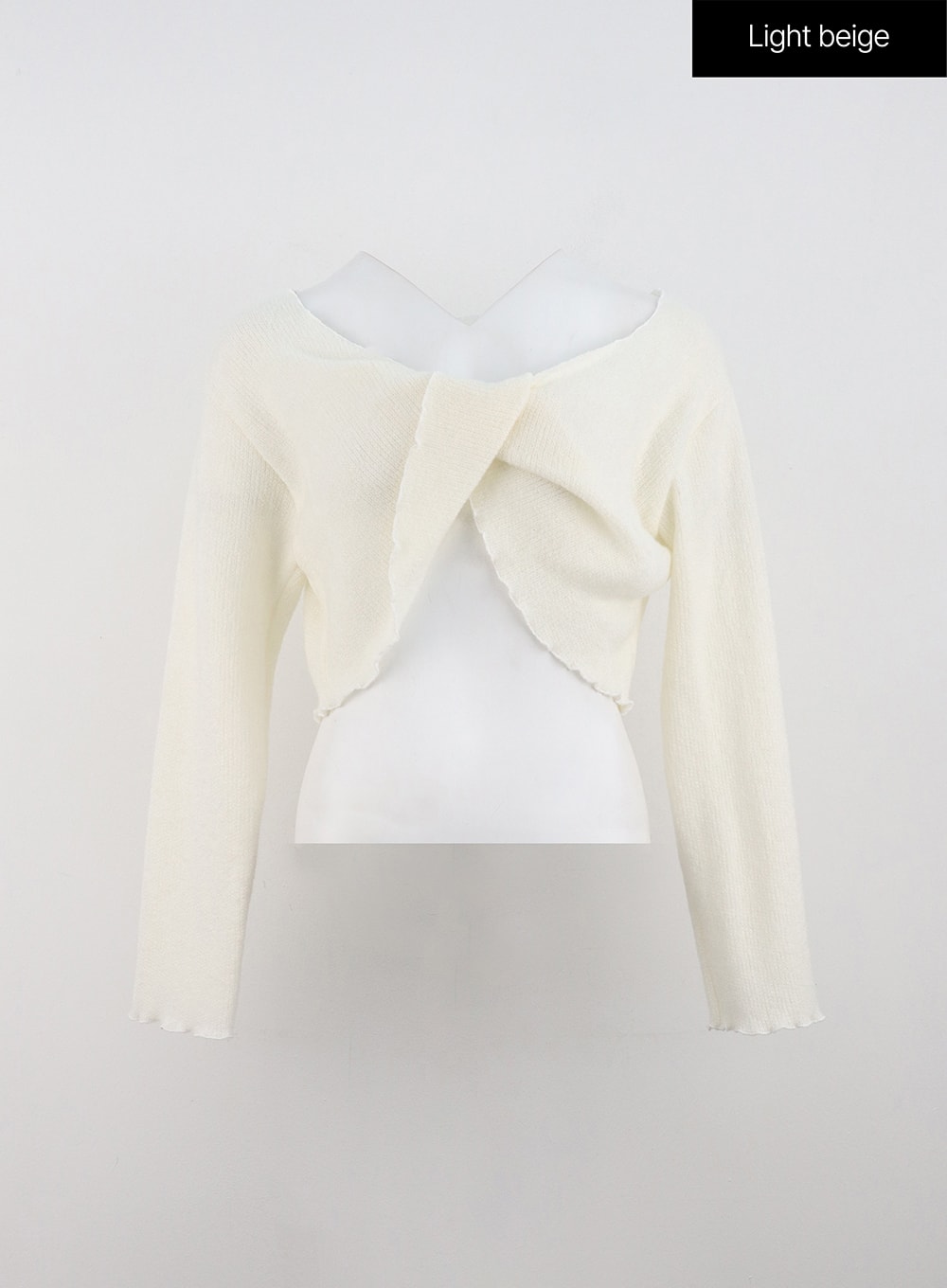 twisted-off-shoulder-crop-sweater-od301 / Light beige