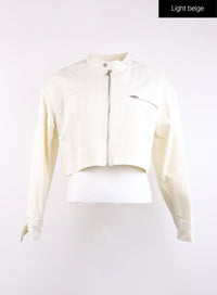 crop-zip-up-jacket-cj422 / Light beige