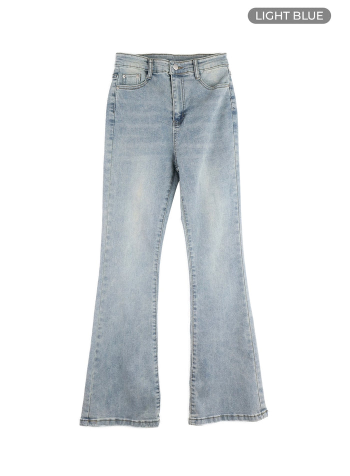 solid-flared-jeans-om411 / Light blue