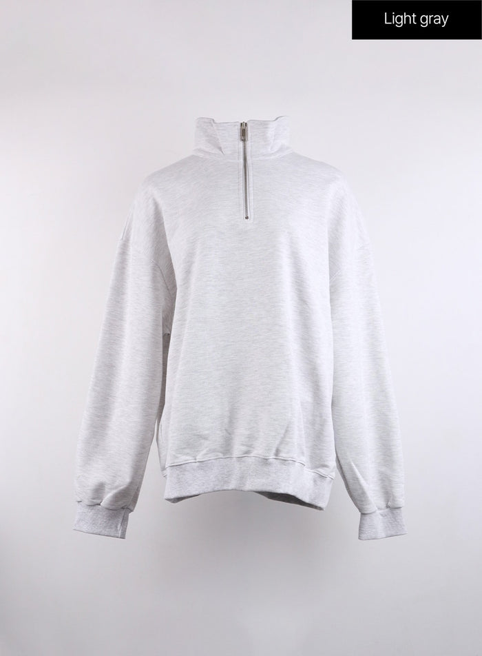 half-zip-sweatshirt-unisex-cj424 / Light gray