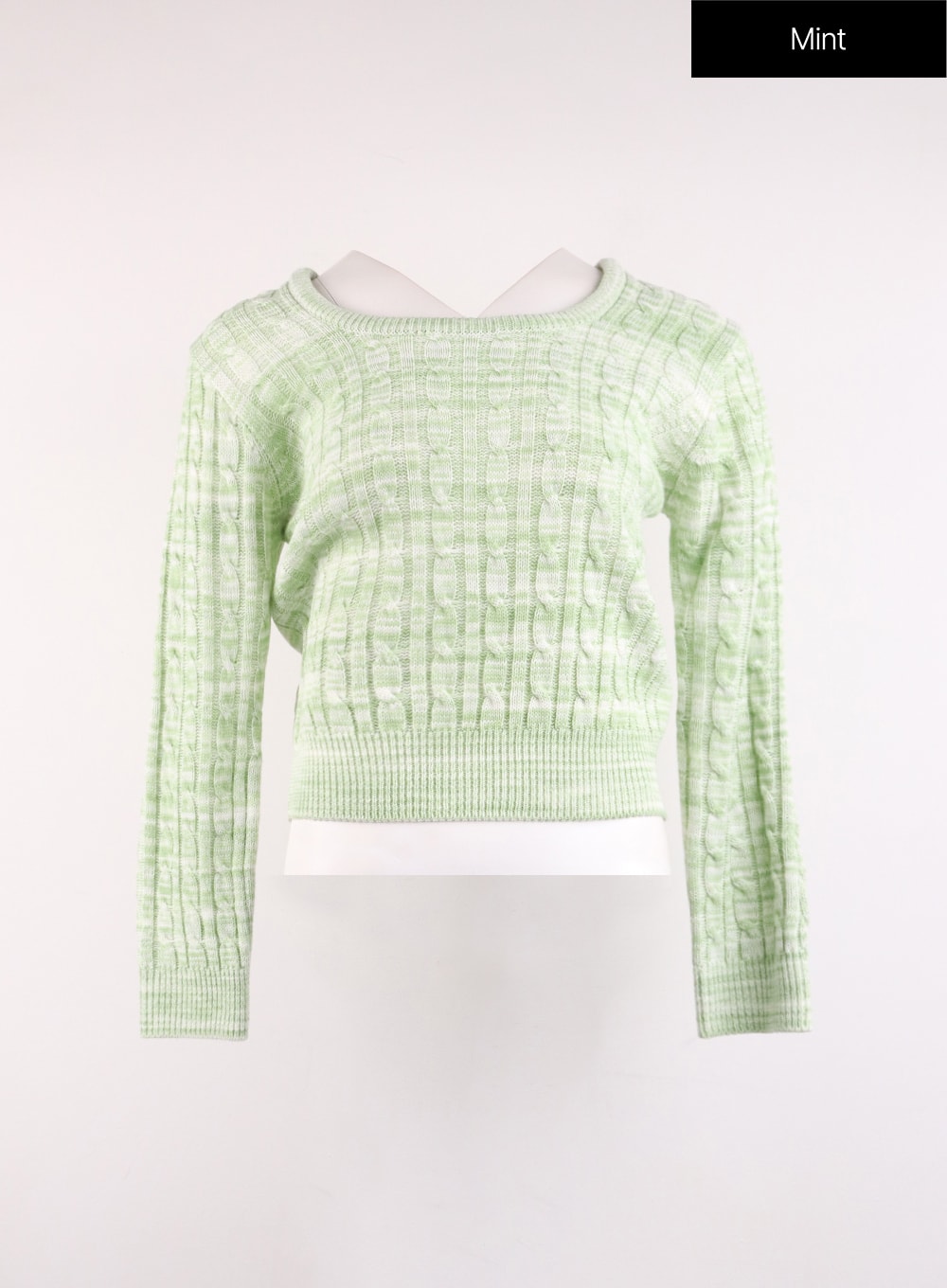 ombre-cable-knit-round-neck-sweater-oj425 / Mint