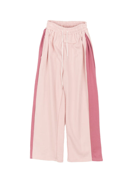 two-tone-wide-leg-sweatpants-cm514 / Pink