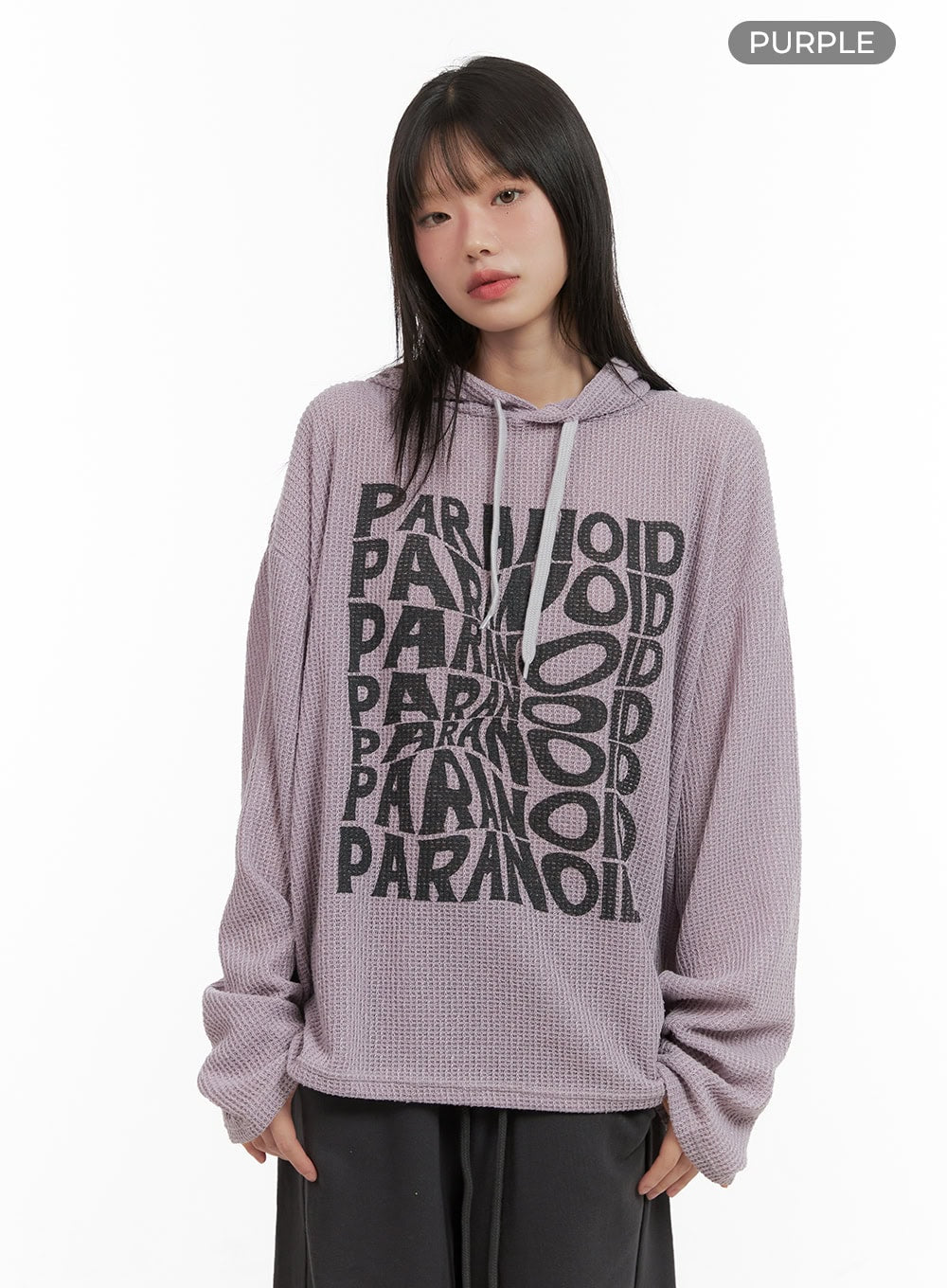 knit-lettering-hoodie-cg427 / Purple