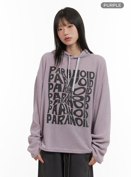 knit-lettering-hoodie-cg427 / Purple