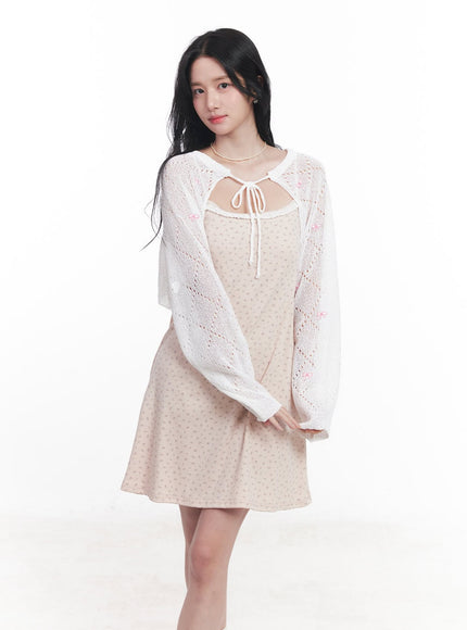 Ribbon Knit Bolero Cardigan CY523