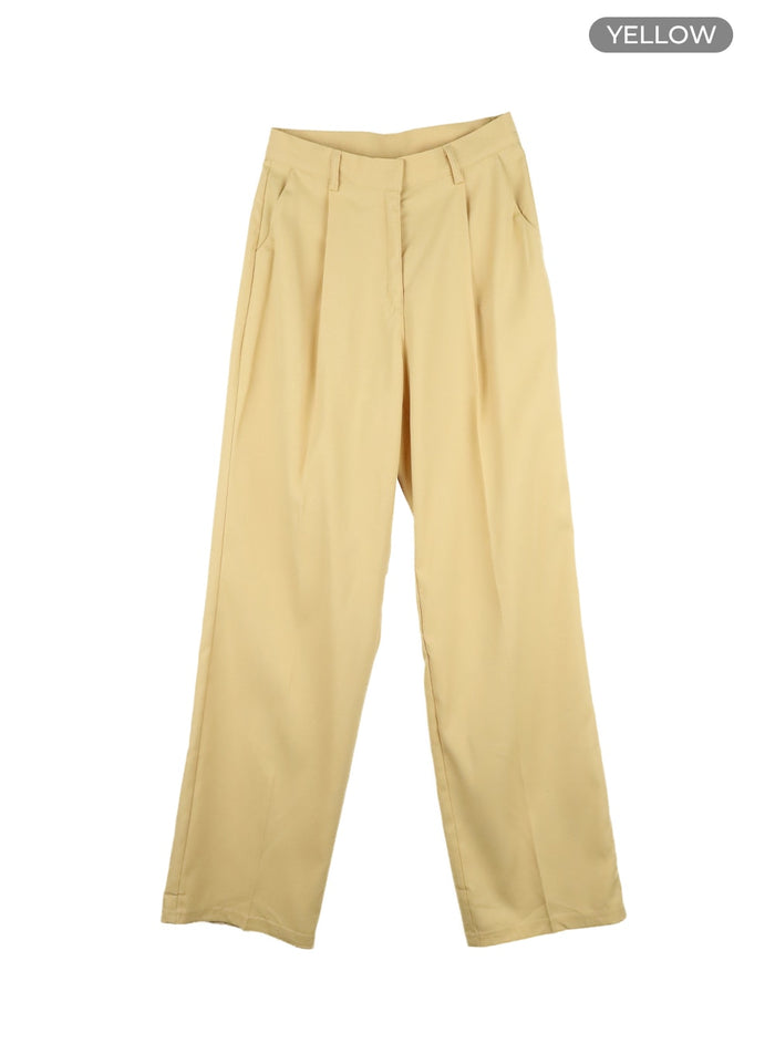 pintuck-straight-fit-trousers-oa419 / Yellow