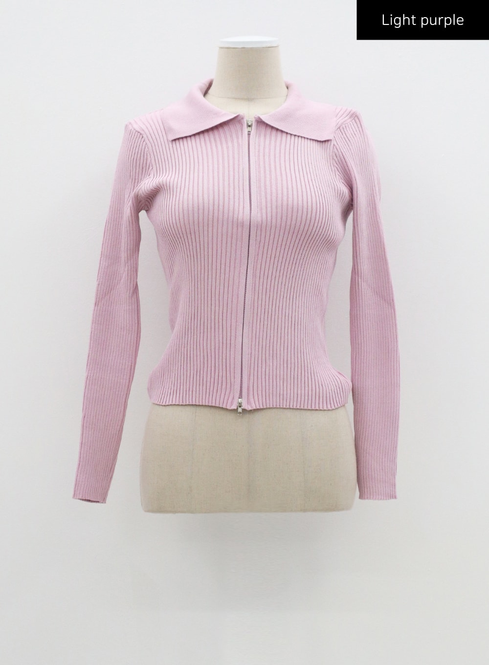 Ribbed Knit Zip-Up CF324