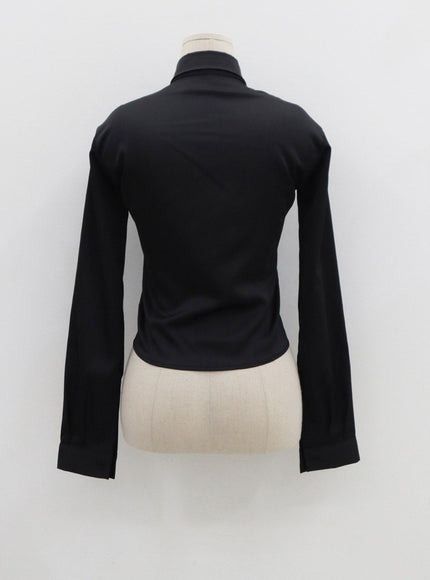 Navy Satin Line Shirt CS14