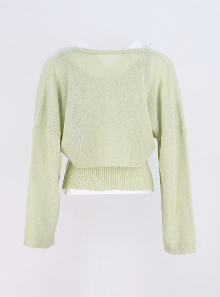 Mesh Top And Cardigan Set OY317