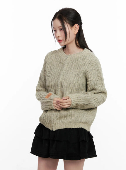 Ribbed Knit Zip-Up CO531