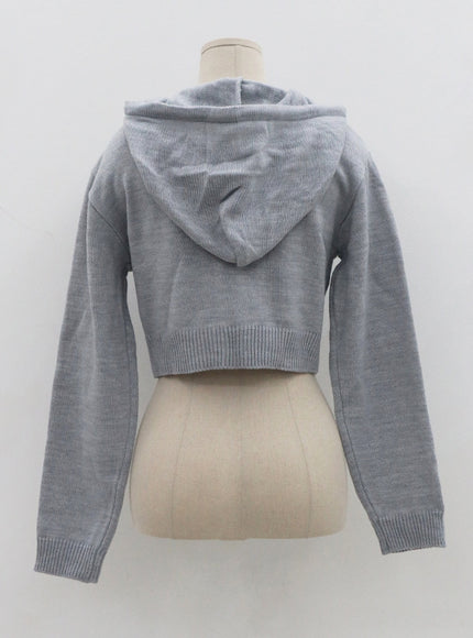 Knit Crop Hoodie Zip Up CS28