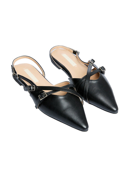 buckle-faux-leather-pointed-toe-heels-cf504 / Black