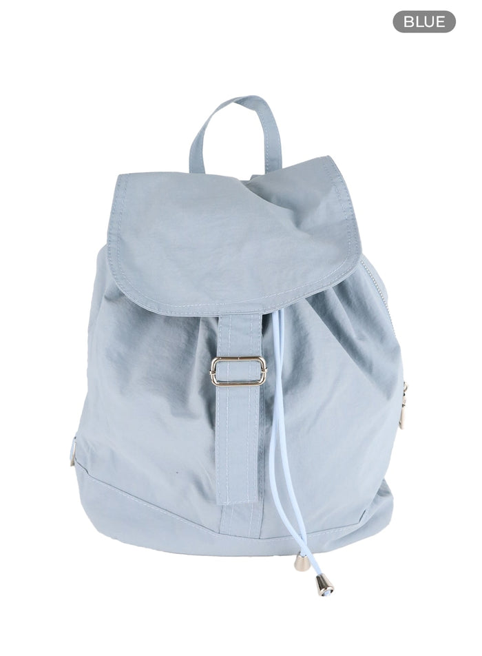 solid-nylon-buckle-backpack-cm413 / Blue