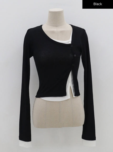 Layered Side Button Cardigan CG10