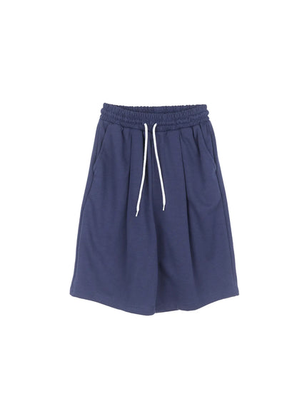 pintuck-bermuda-sweat-shorts-cu519 / Dark blue