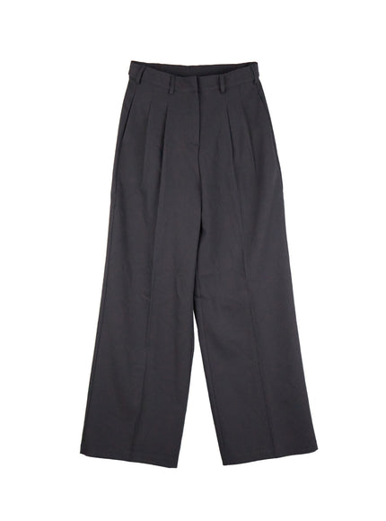 Pintuck Wide-Fit Slacks CF504