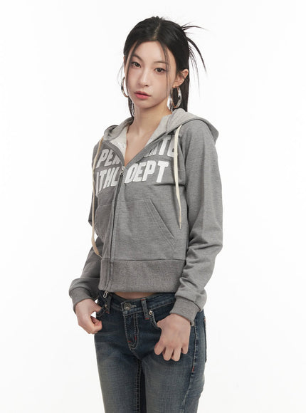 Patchwork Zip-Up Hooded Sweatshirt CF514