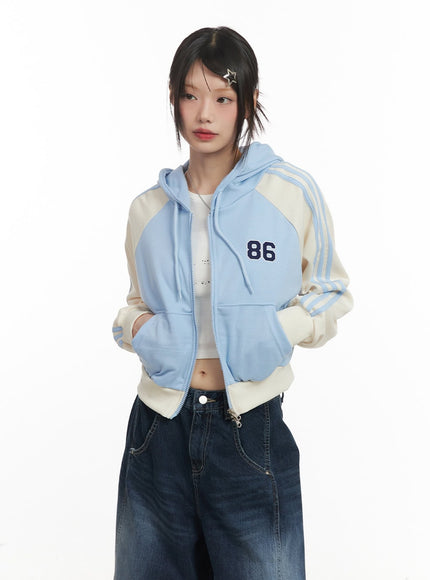 Embroidered Hooded Crop Track Jacket CF519