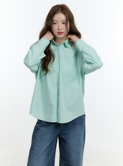 oversized-button-up-shirt-cf503 / Mint