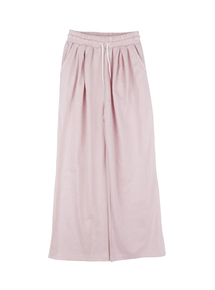 elastic-waist-pintuck-sweatpants-cs523 / Pink