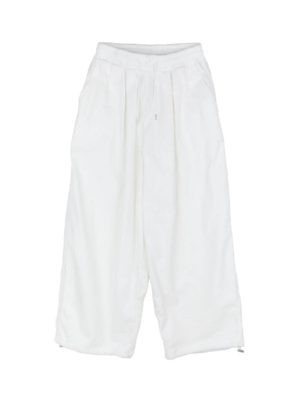 textured-fleece-baggy-pants-cd505 / White