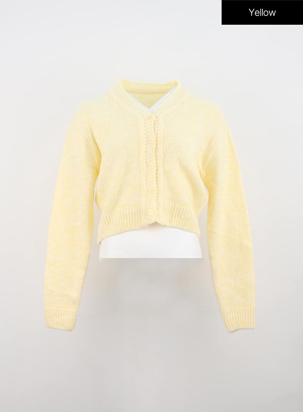 v-neck-crop-button-cardigan-on315 / Yellow
