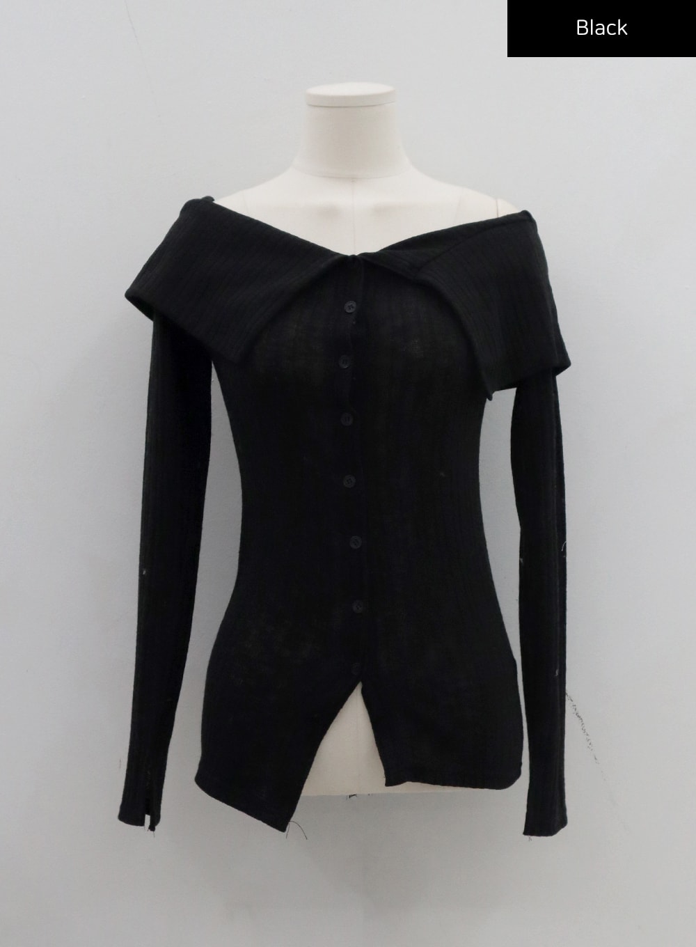 Slim Fit Button Off-Shoulder Knit Top CD19