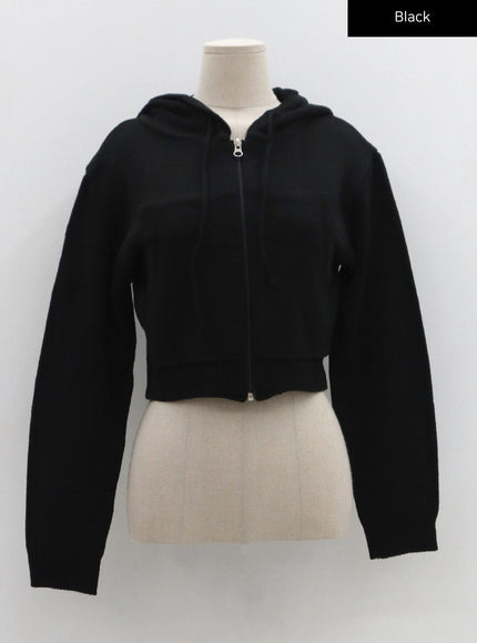 Knit Crop Hoodie Zip Up CS28