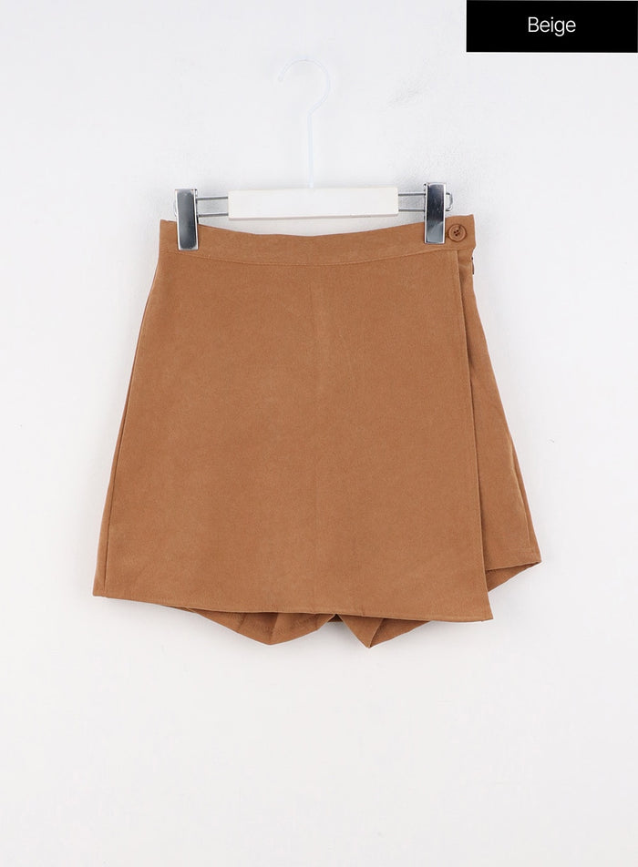 front-wrap-mini-skirt-oo312 / Beige