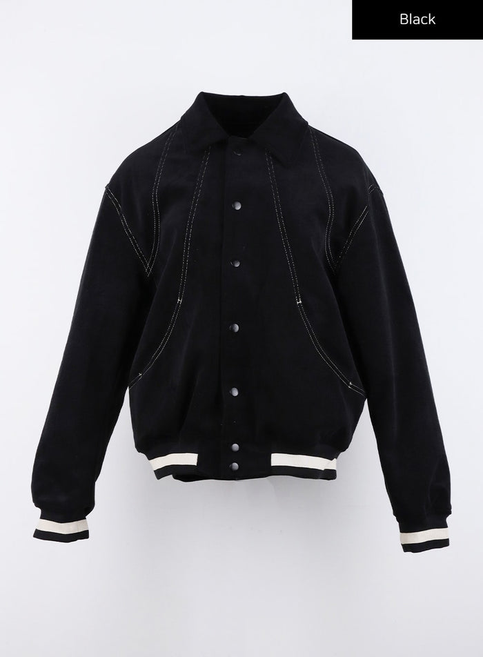 button-collared-corduroy-jacket-co327 / Black