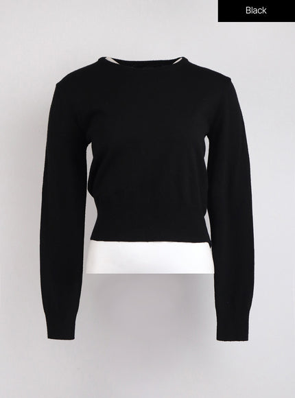 round-neck-knit-top-oj422 / Black