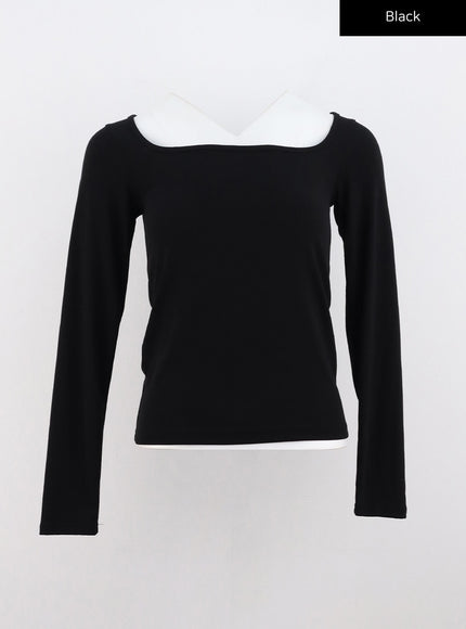 basic-square-neck-t-shirt-co313 / Black