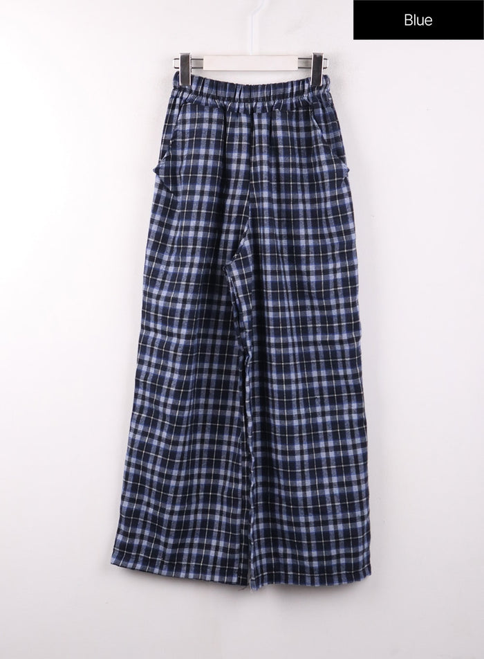 grandpacore-checkered-wide-fit-pants-of406 / Blue