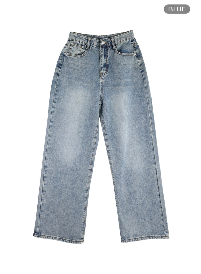 bluebelle-washed-straight-jeans-om408 / Blue