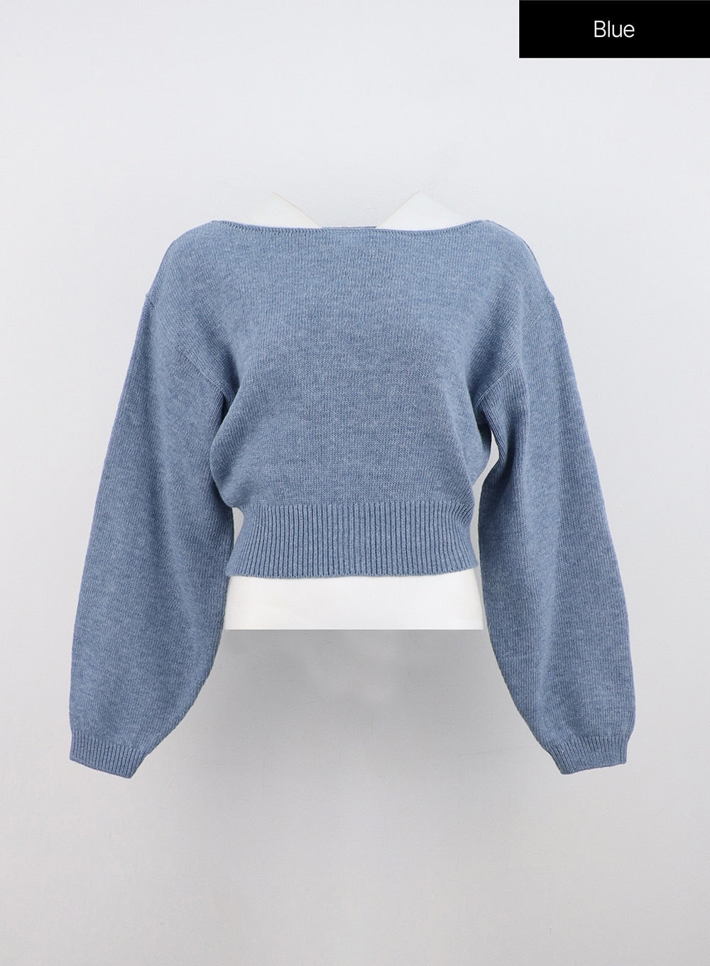 boat-neck-knit-sweater-on320 / Blue