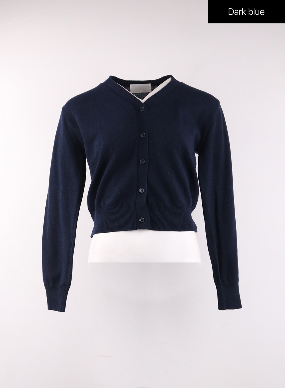 buttoned-v-neck-cardigan-of406 / Dark blue