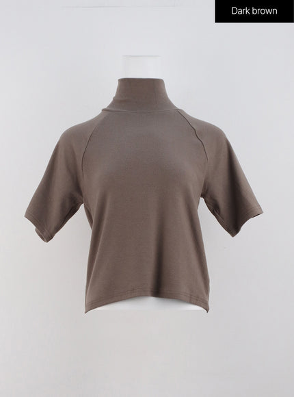 high-collar-short-sleeve-od307 / Dark brown