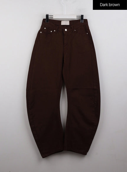 denim-high-waist-pocket-wide-leg-jeans-cj411 / Dark brown