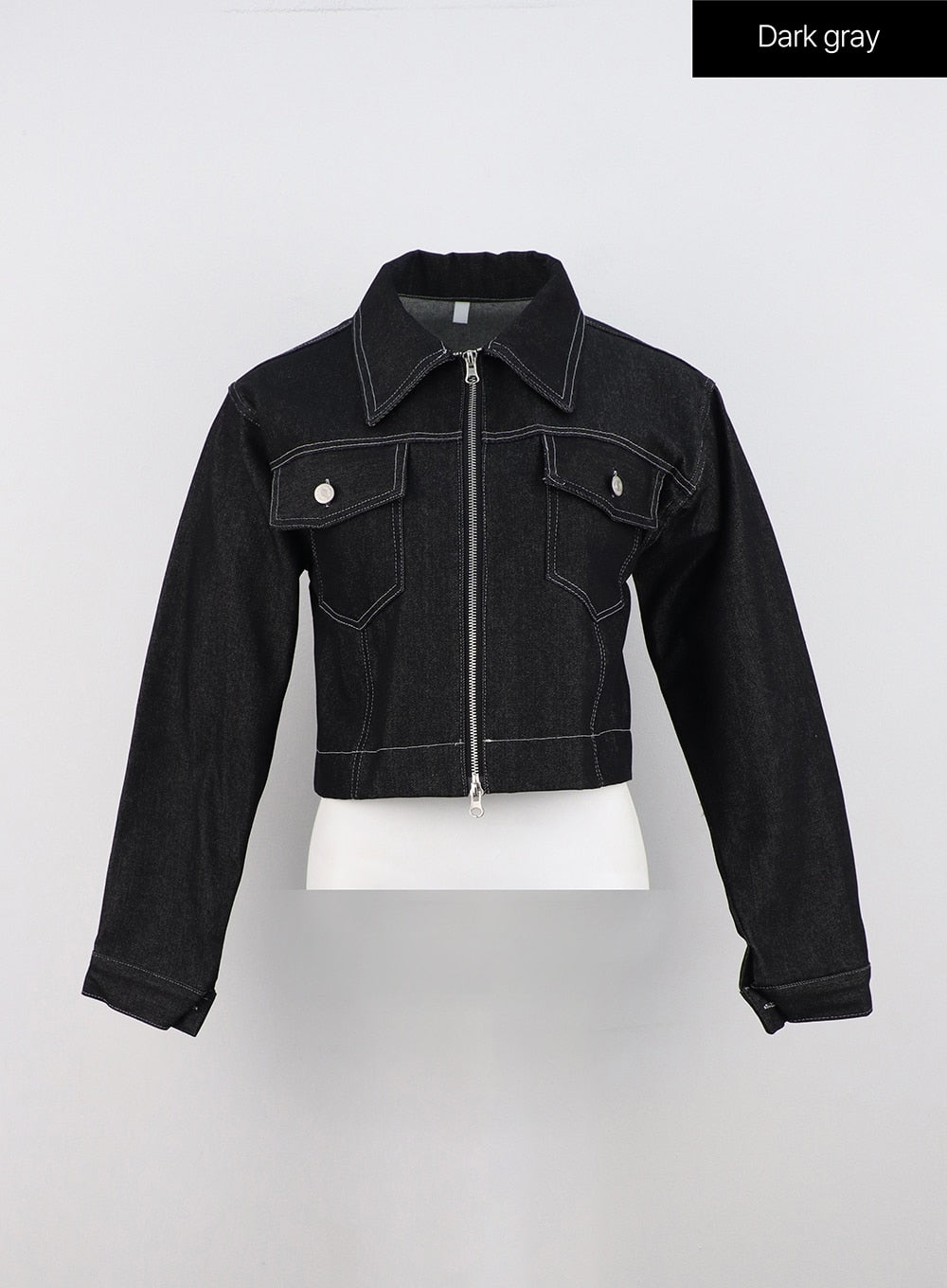 stitched-collar-jacket-on321 / Dark gray