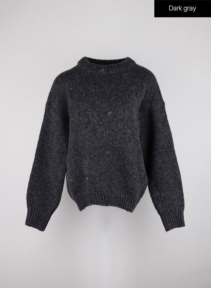 cozy-round-neck-knit-sweater-od326 / Dark gray